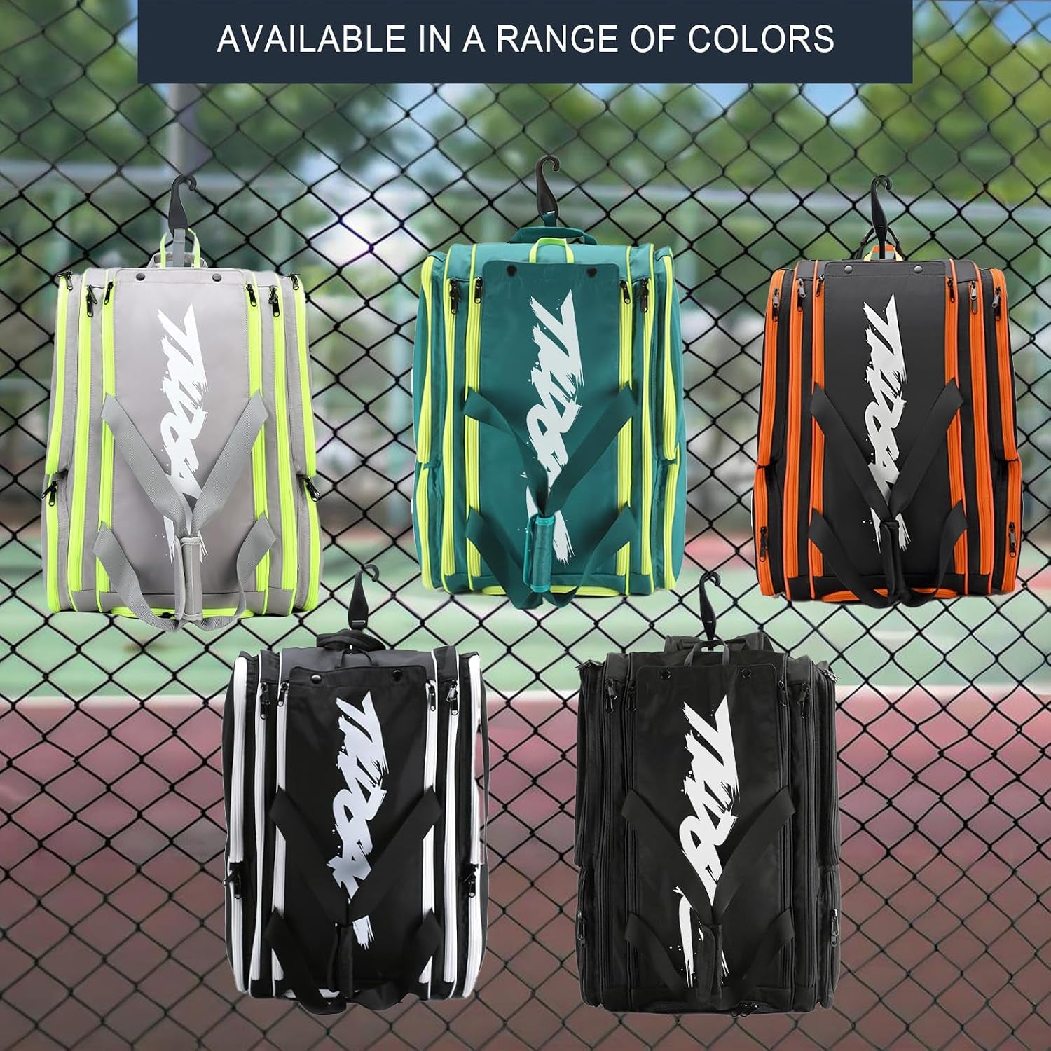 Rallyborn Court Tote — 4-Paddle Pickleball Bag with Fence Hook & Shoe Compartment