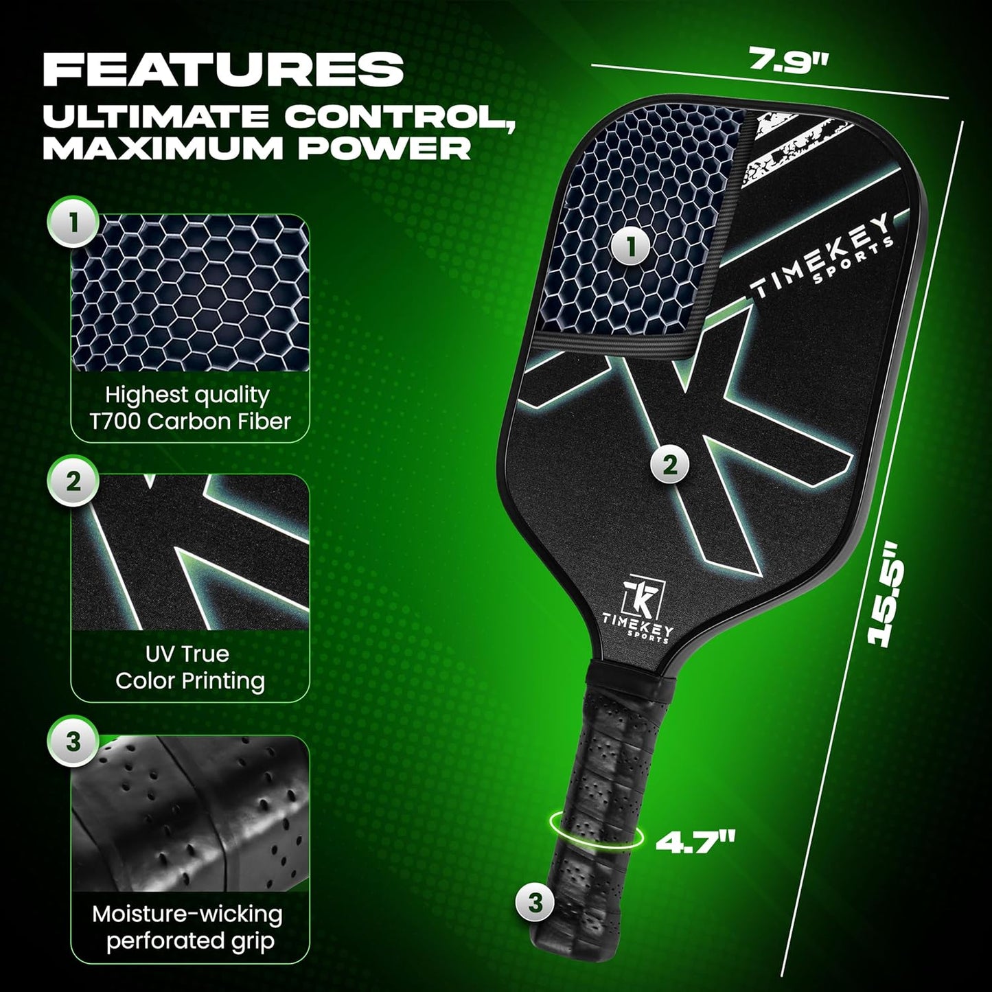 Rallyborn Carbon X2 Paddle Set — 2 T700 Raw Carbon Fiber Paddles, 4 Outdoor Balls & Carry Bag