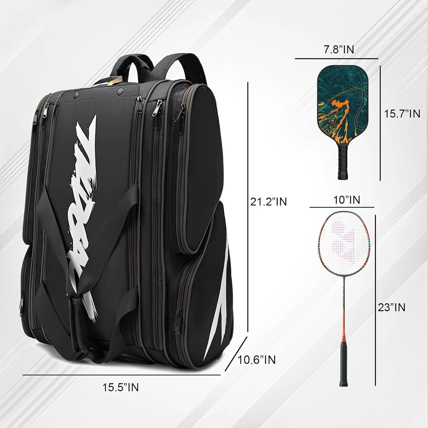 Rallyborn Court Tote — 4-Paddle Pickleball Bag with Fence Hook & Shoe Compartment