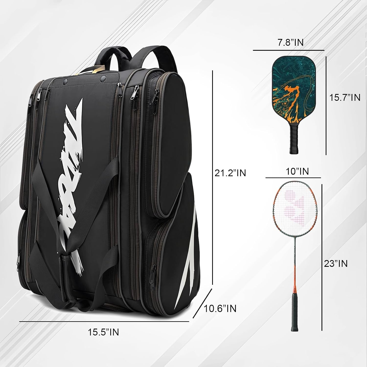 Rallyborn Court Tote — 4-Paddle Pickleball Bag with Fence Hook & Shoe Compartment