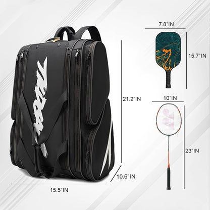 Rallyborn Court Tote — 4-Paddle Pickleball Bag with Fence Hook & Shoe Compartment