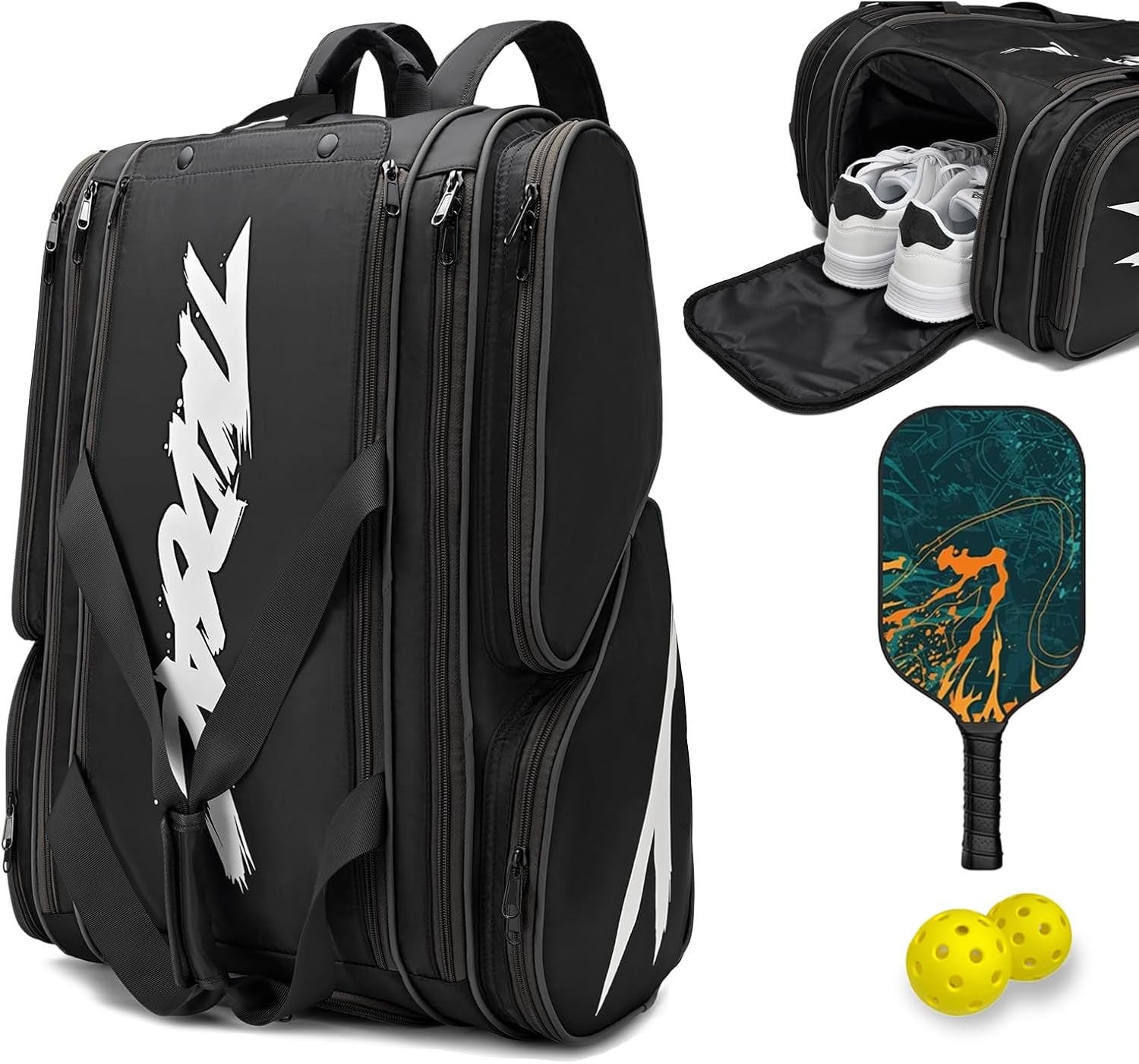 Rallyborn Court Tote — 4-Paddle Pickleball Bag with Fence Hook & Shoe Compartment
