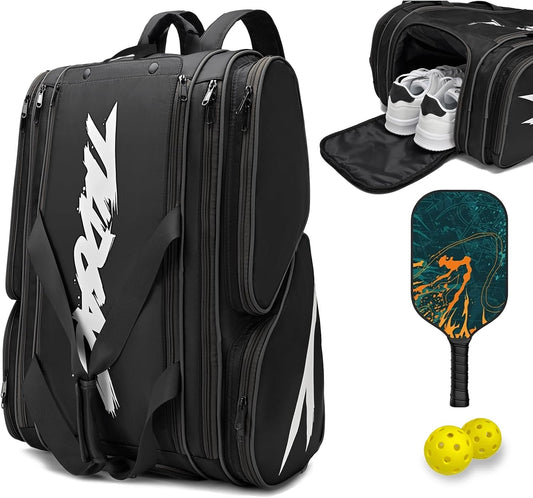 Rallyborn Court Tote — 4-Paddle Pickleball Bag with Fence Hook & Shoe Compartment
