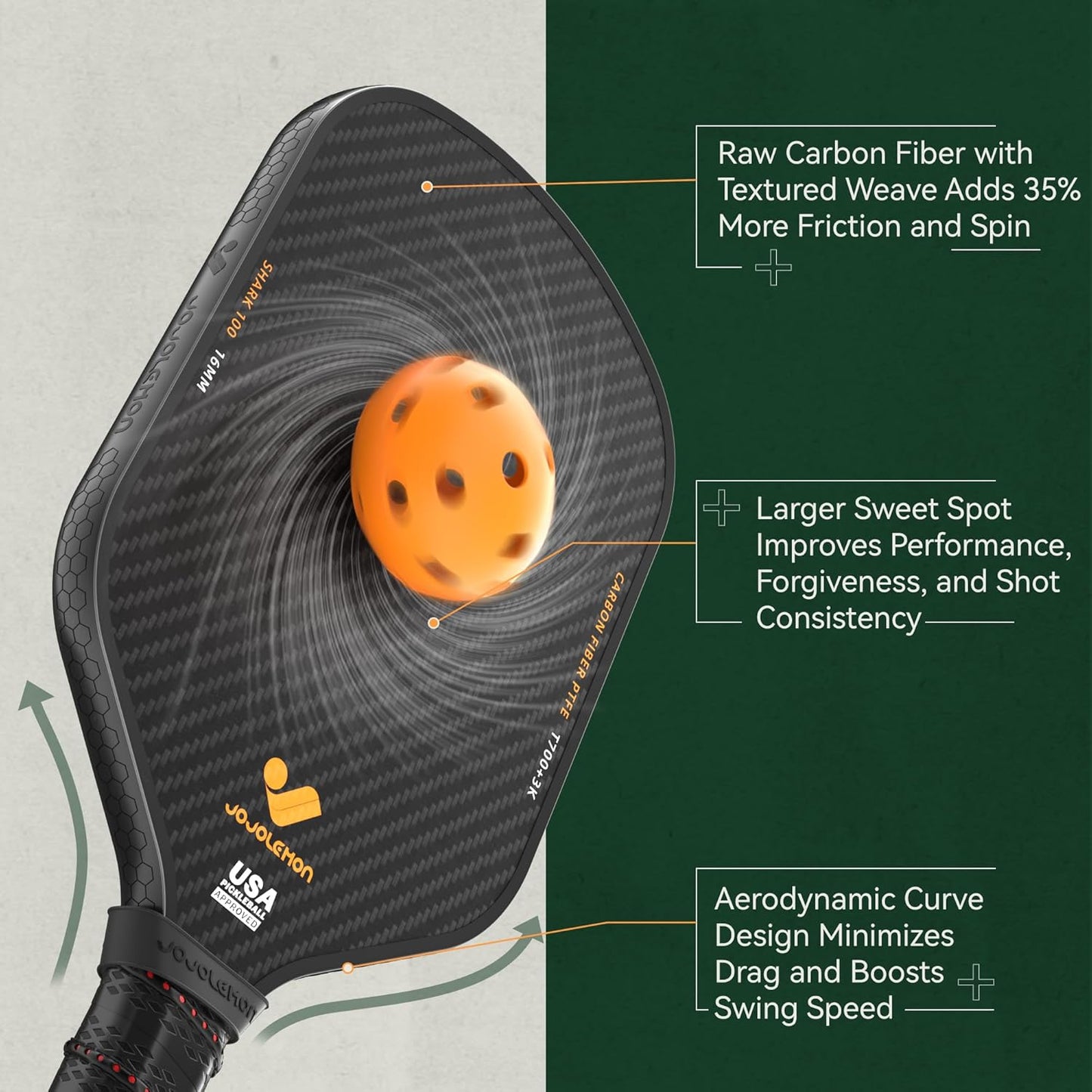 Rallyborn Solo Pro 16Mm — Single Carbon Fiber Paddle, Spin-Ready Textured Face