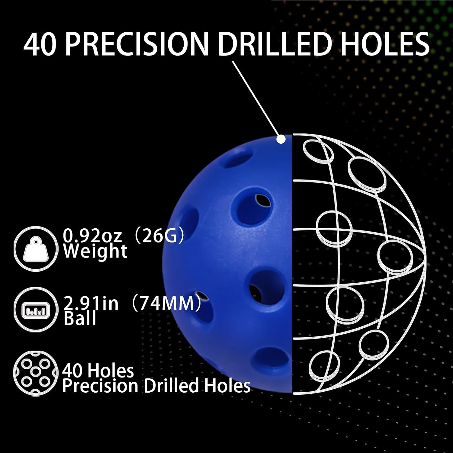 Rallyborn Optic Outdoor Pickleballs — 40-Hole High-Visibility Tournament Balls