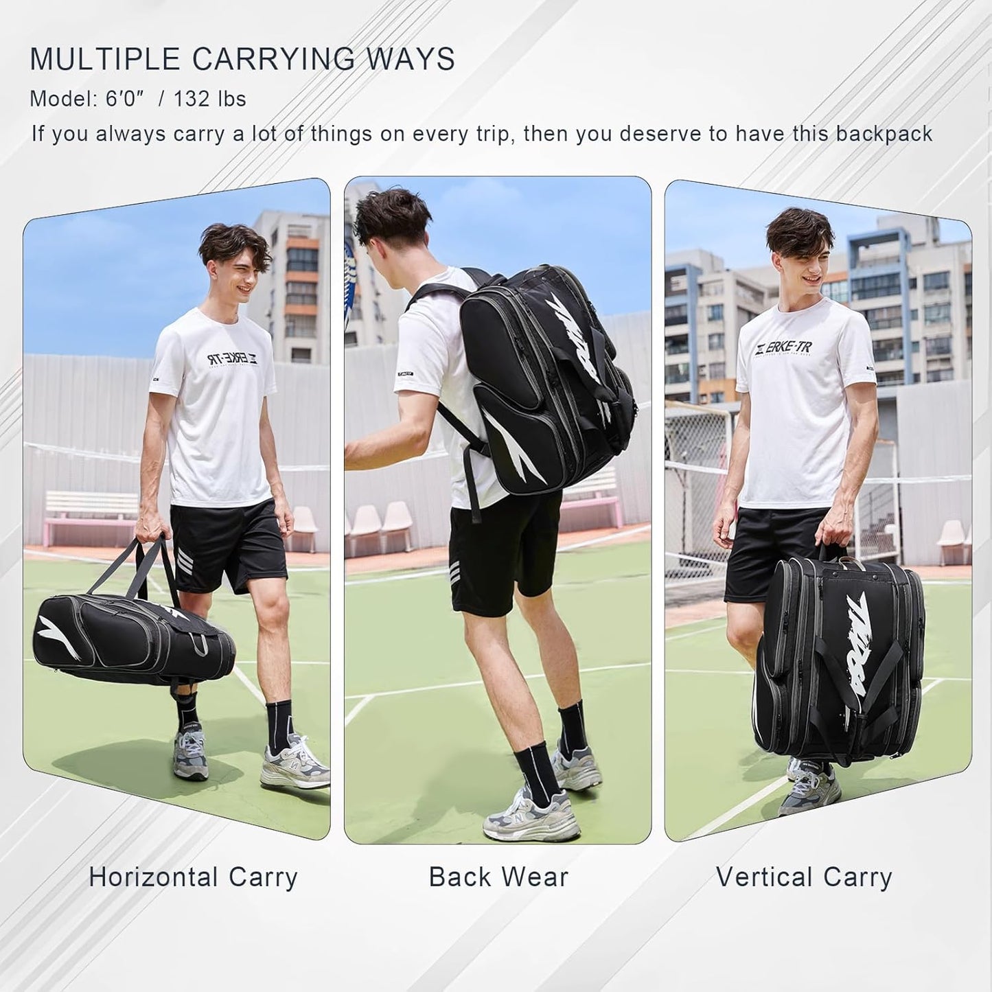 Rallyborn Court Tote — 4-Paddle Pickleball Bag with Fence Hook & Shoe Compartment
