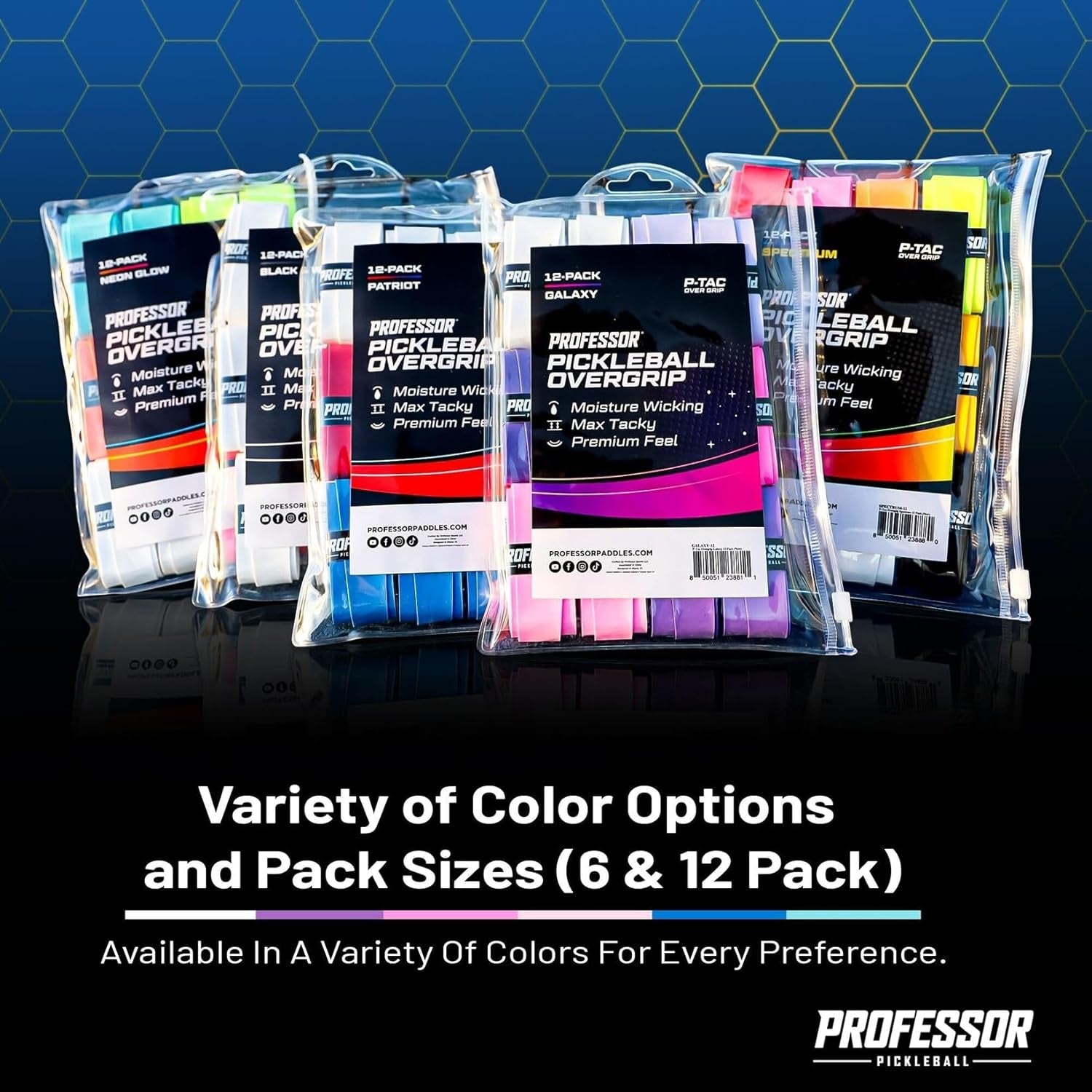 Rallyborn Pro Overgrips — Max-Tacky Moisture-Wicking Grip Tape, Multi-Pack